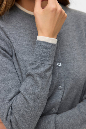 Υπέροχη ζακέτα O-Neck -Medium Grey Melange w. Σημύδα