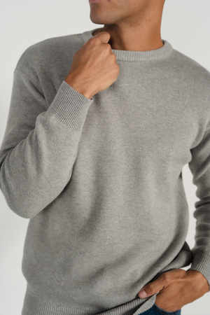 Crewneck Knit Sweater - ανοιχτό γκρι