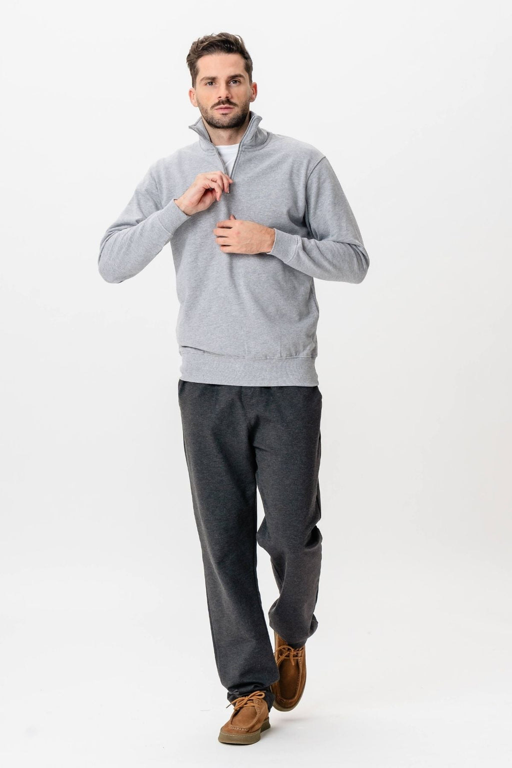 Sweatshirt Half Zip - Grey