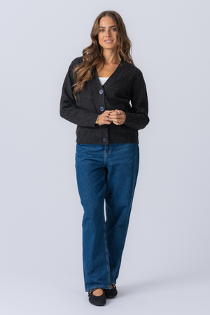 Πλεκτή ζακέτα - σκούρο γκρι melange