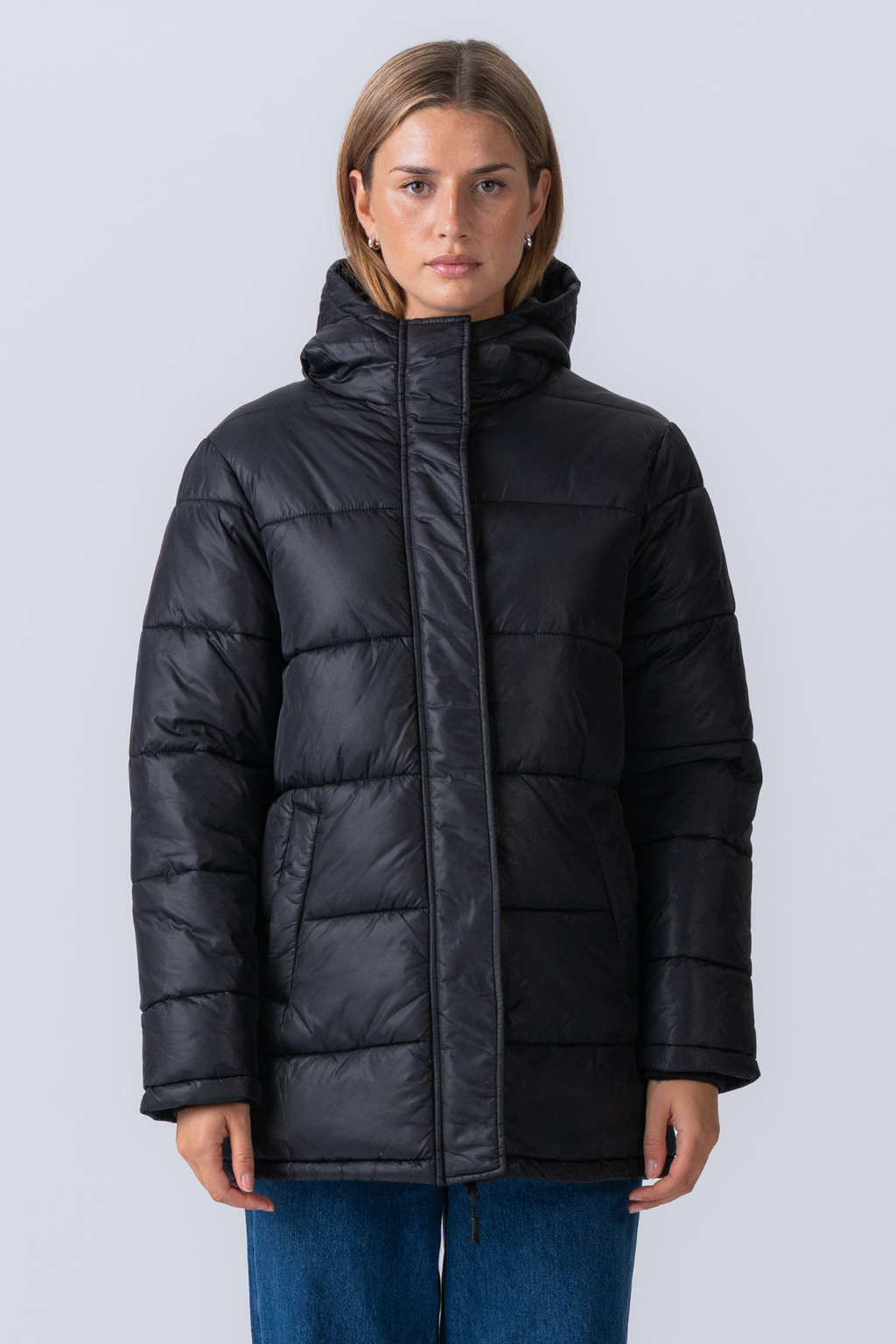 Long Puffer Jacket - Μαύρο