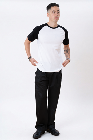 Basic raglan T-shirt - Black and white