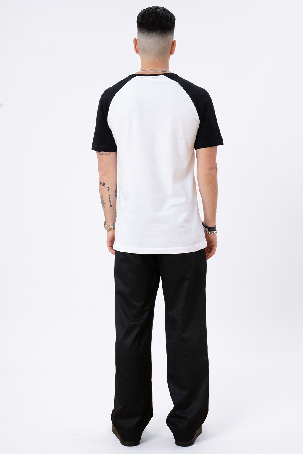 Basic raglan T-shirt - Black and white