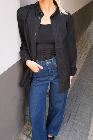 Πουκάμισο Boyfriend Oxford - Μαύρο