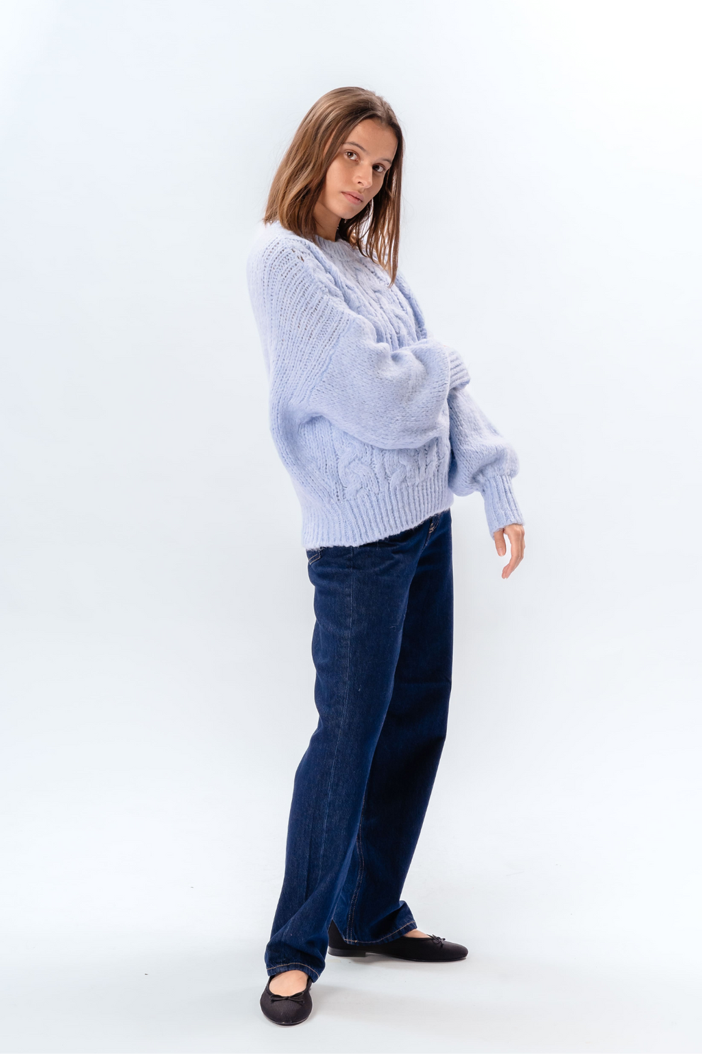 Emma Cable Knit - Sky Blue