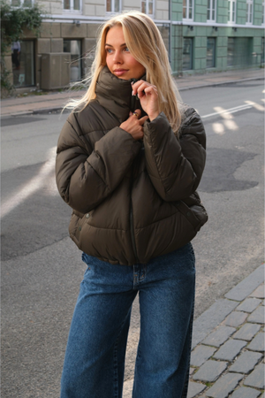 Short Puffer Jacket - Olive