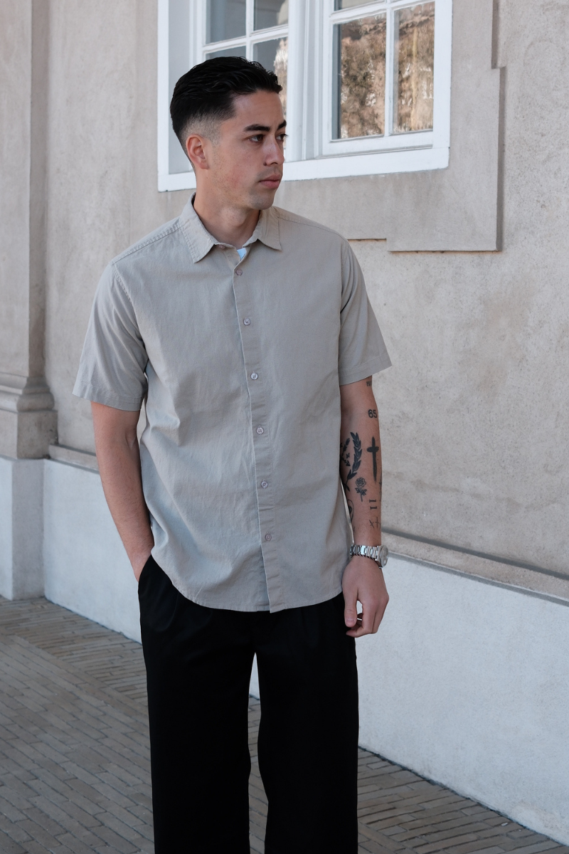 Short Sleeve Linen Shirt - Sand