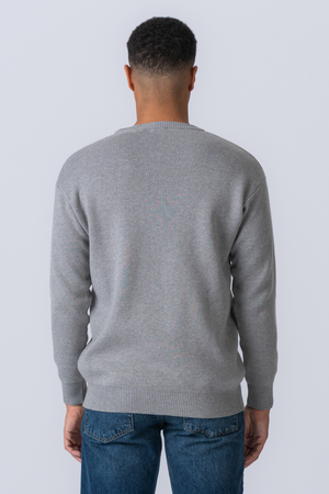 Crewneck Knit Sweater - ανοιχτό γκρι