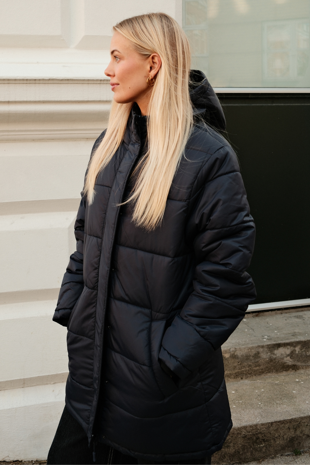Long Puffer Jacket - Navy