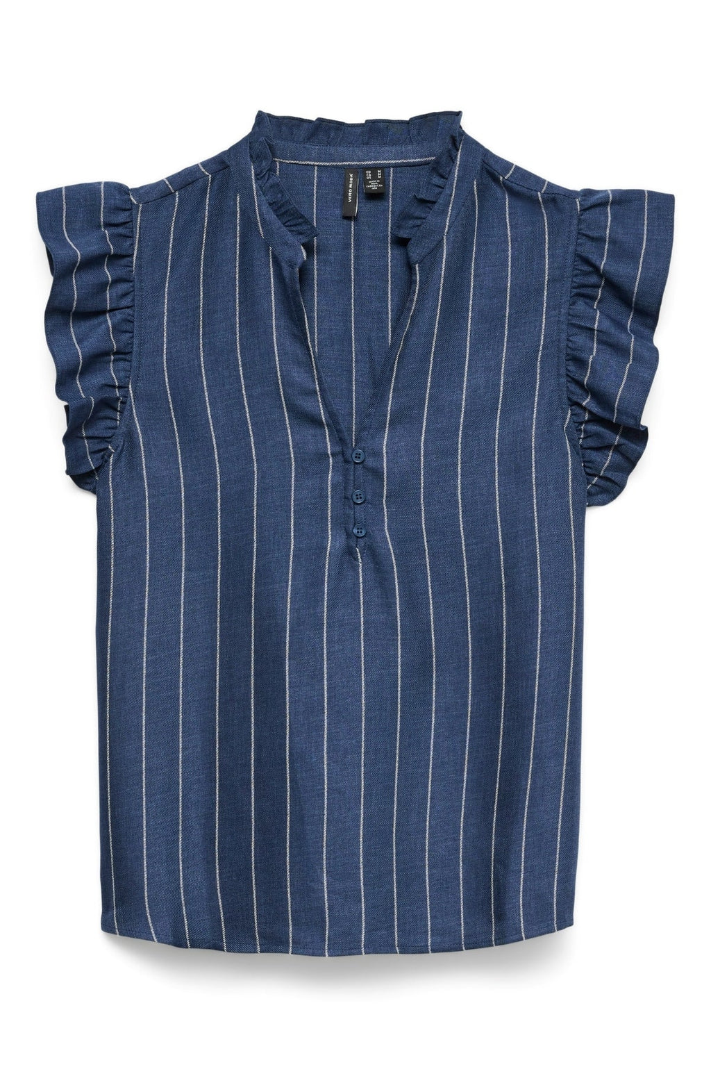 Odette V-Neck Top - Dark Denim / White