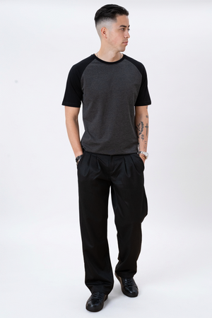 Basic Raglan T-shirt-γκρι μαύρο-σκοτάδι