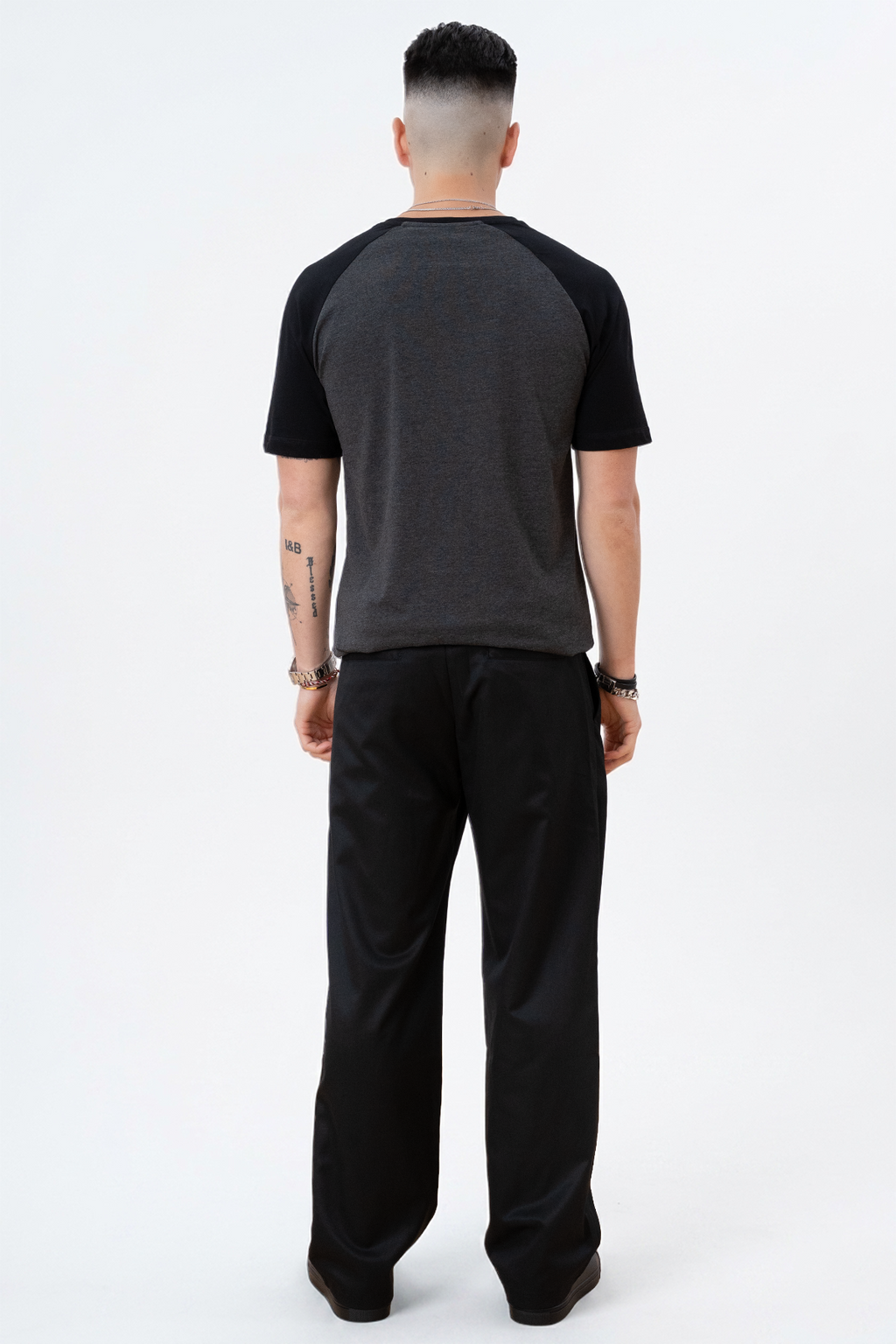 Basic Raglan T-shirt-γκρι μαύρο-σκοτάδι