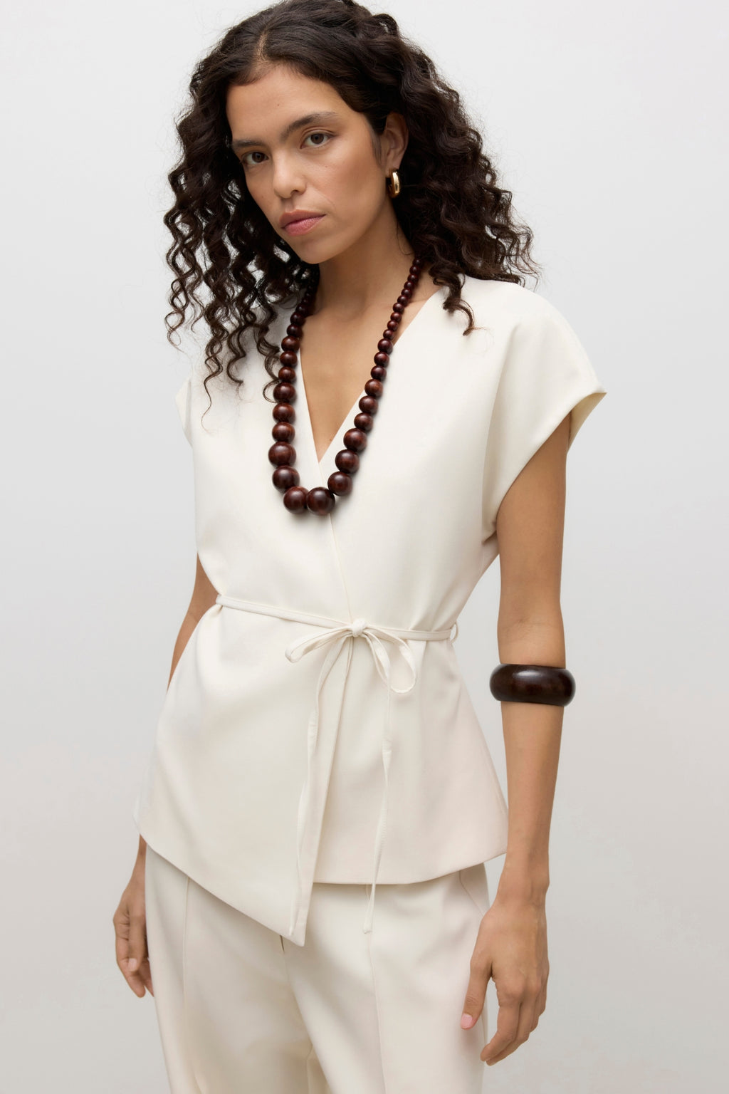 Μίντι γιλέκο Vannah V-Neck - Σημύδα