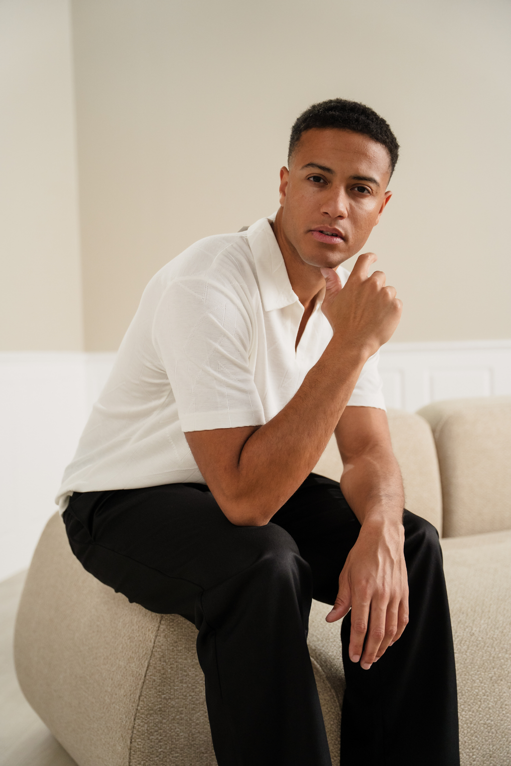 Atlas Textured Polo - White