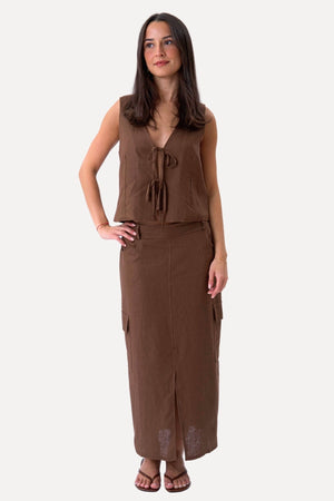 Linen Skirt - Brown