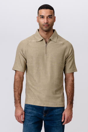 Enzo Short Sleeve Half Zip - Khaki