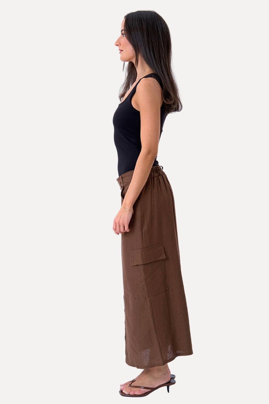 Linen Skirt - Brown