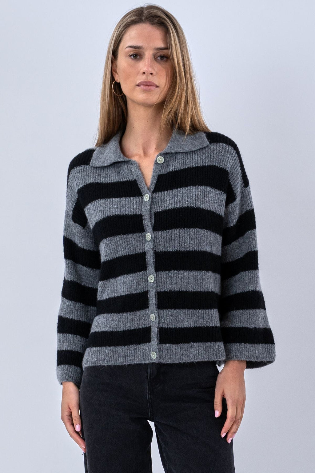 Josie Polo Knit - Γκρι/Μαύρο