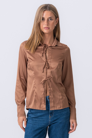 Lucy Tie Shirt - Brown