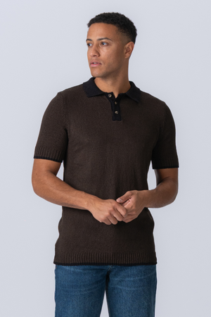 Knitted Polo - Brown