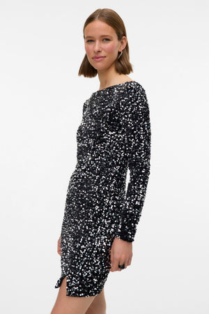 Bella Short Dress - Μαύρο ασημένιο