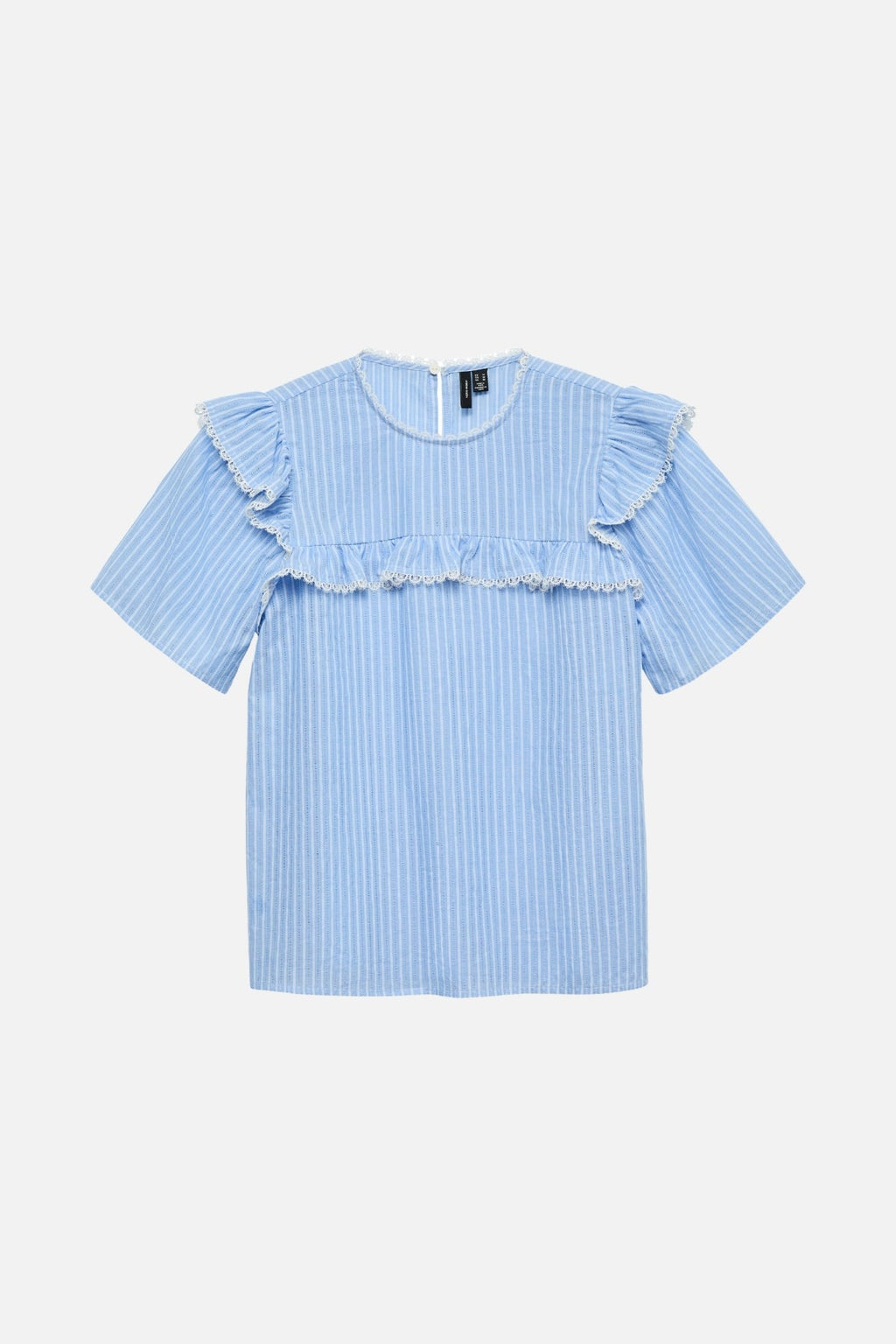 Bell Frill Stripe Top - Cashmere Blue / White