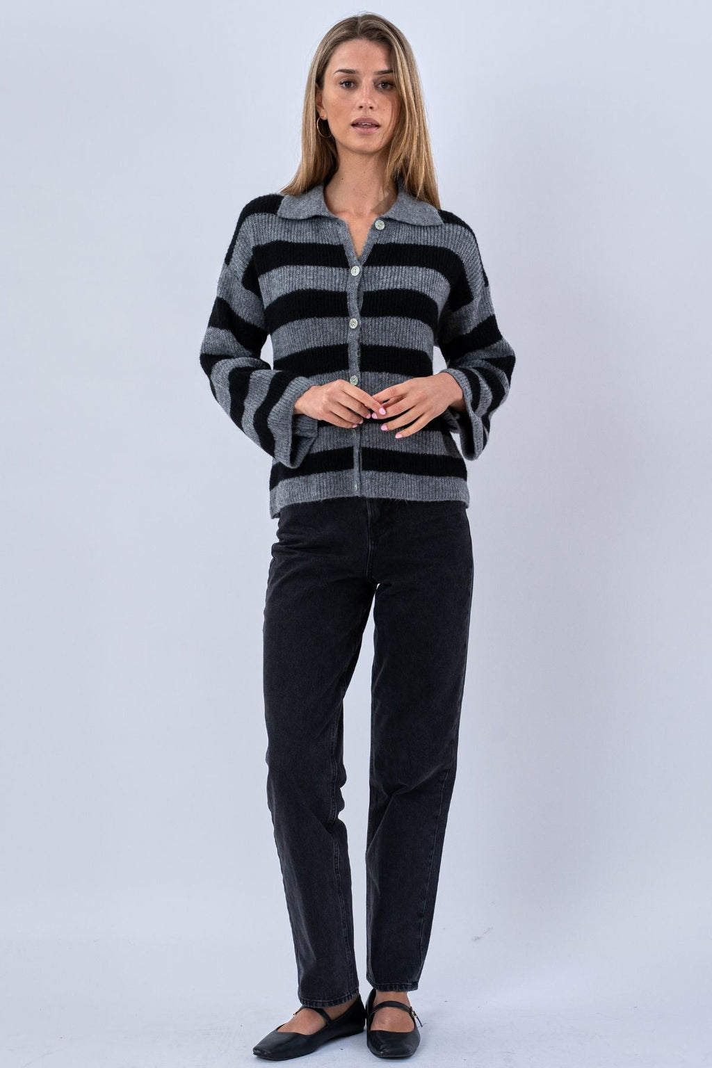 Josie Polo Knit - Γκρι/Μαύρο