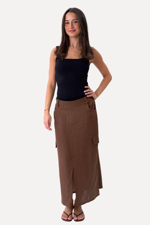 Linen Skirt - Brown