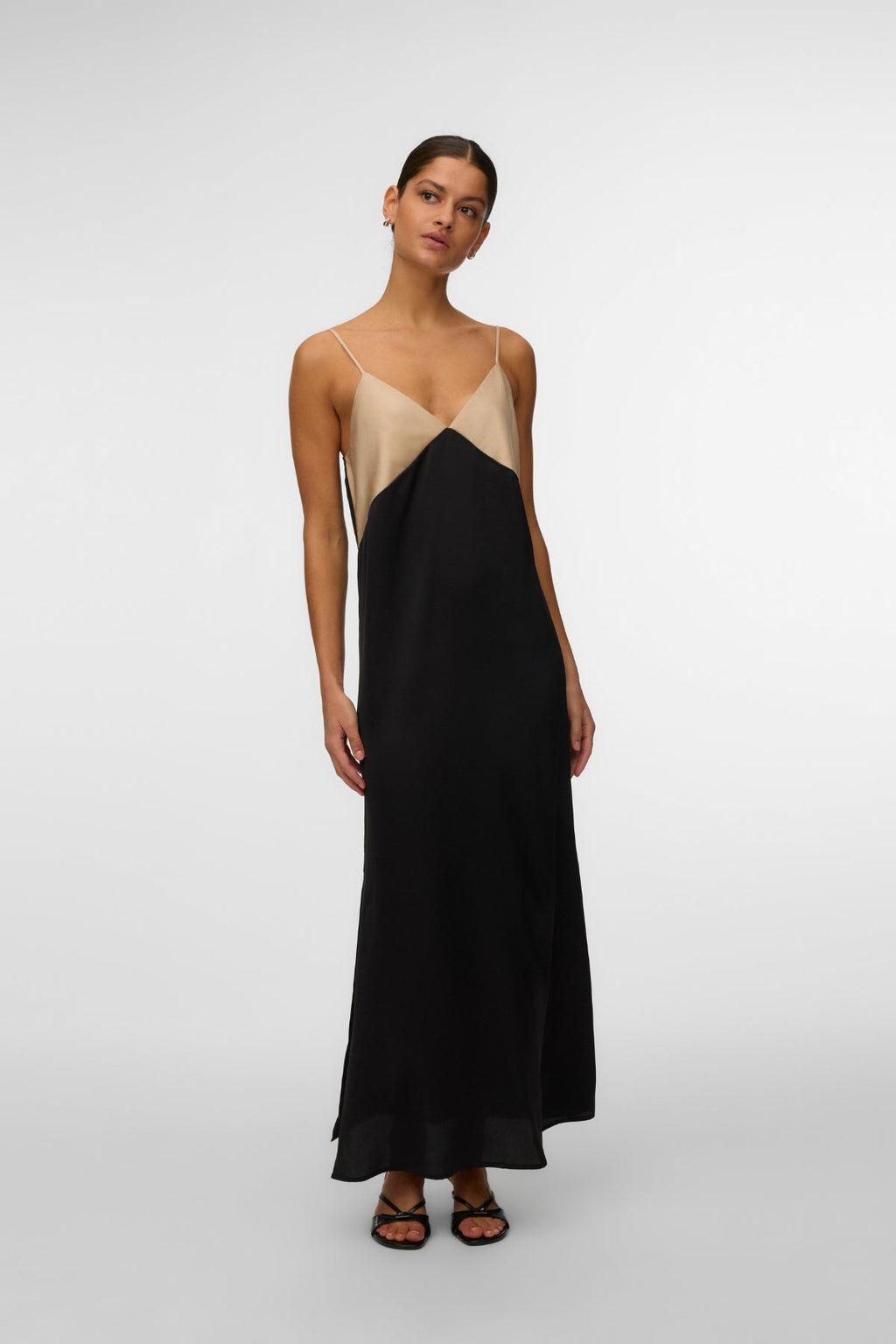 Joy Singlet Ankle Dress - Cement Black Contrast