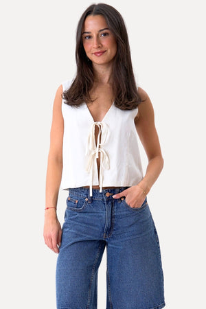 Linen Vest - Off White
