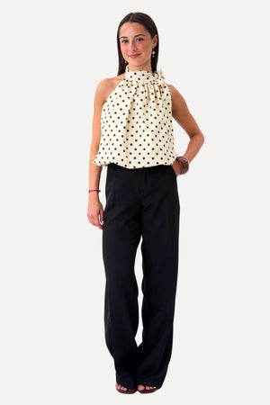 Wilma Top - Yellow/Brown Dots
