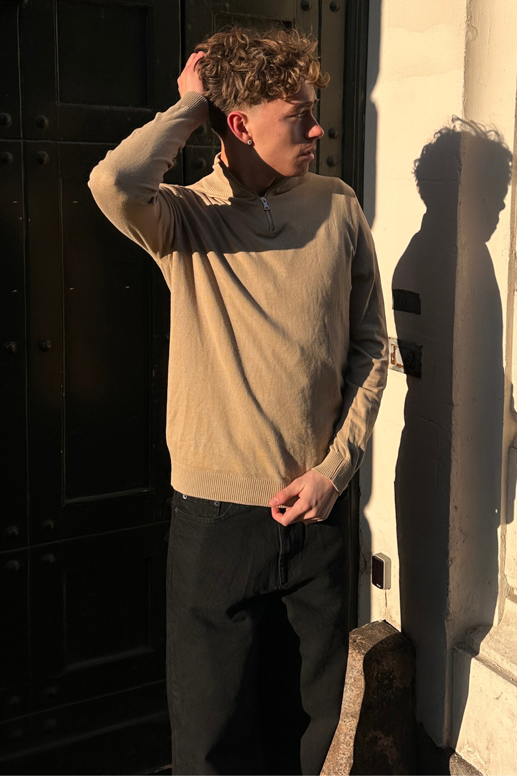 Πουλόβερ Half Zip - άμμος