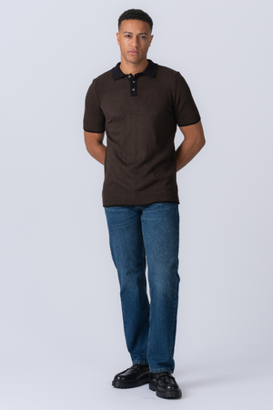 Knitted Polo - Brown