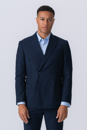 Premium Double-breasted Blazer - Navy