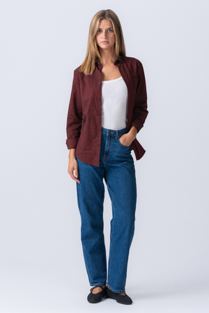 Boyfriend Oxford πουκάμισο - Βουργουνδία