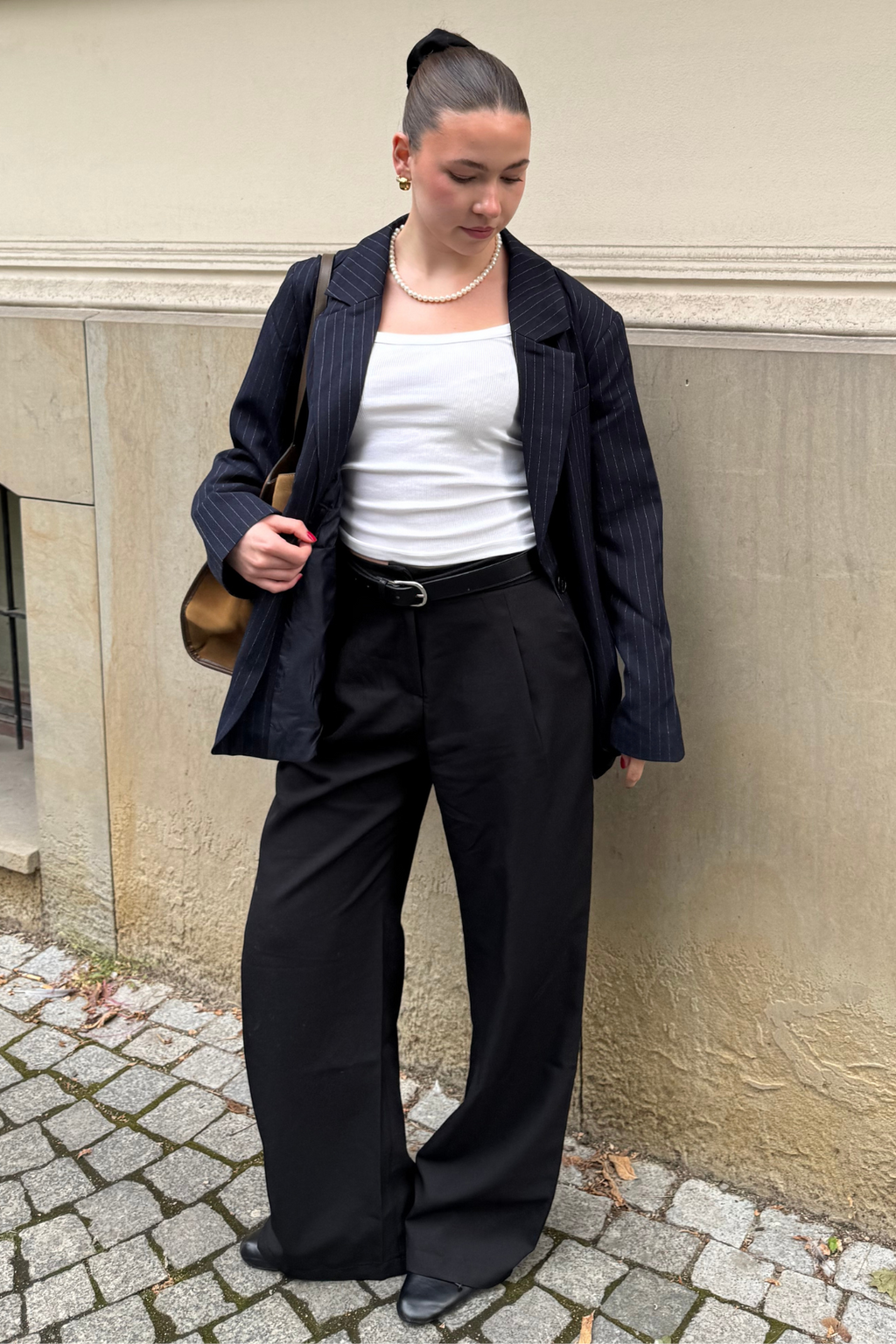 Oversized Blazer - Navy Pinstripe
