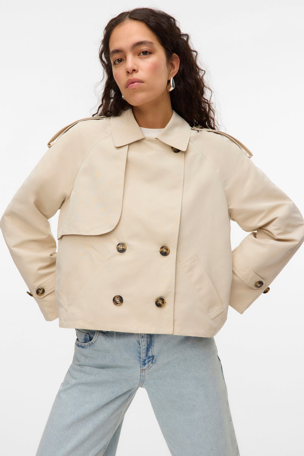 Chloe Short Trenchcoat - Oatmeal