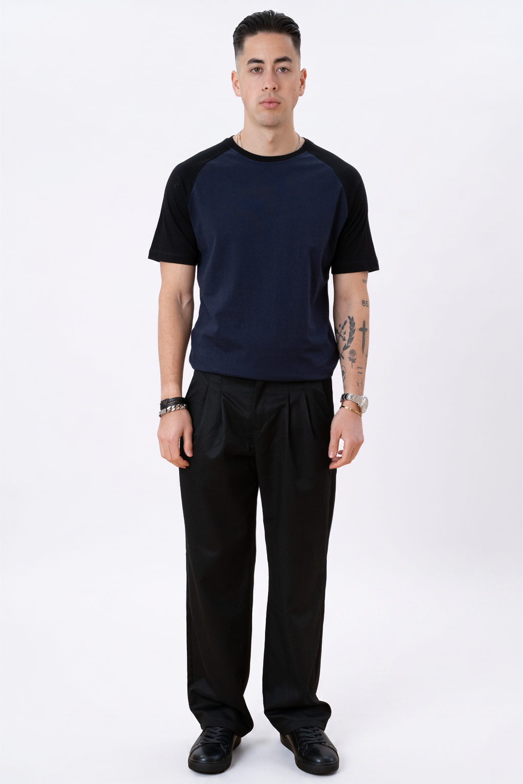 Basic raglan t-shirt-μαύρο-ναυτικό
