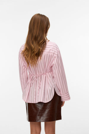 Gina Belt Shirt - Pink-A-Boo Stripes:Cocoa Brown/Snow White