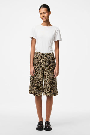 Salume Wide Denim Shorts - White Pepper Leo