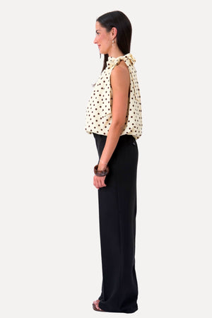 Wilma Top - Yellow/Brown Dots