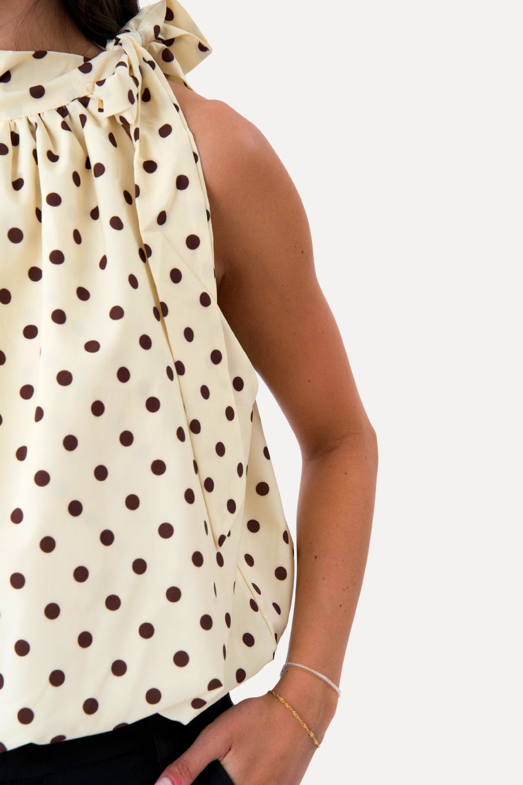Wilma Top - Yellow/Brown Dots