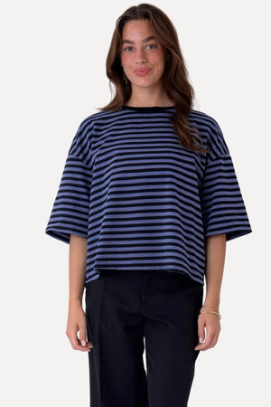 T-shirt Zoe - Μαύρο/Μπλε Τζιν