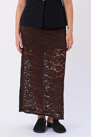 Amara Lace Maxi Φούστα - Καφέ