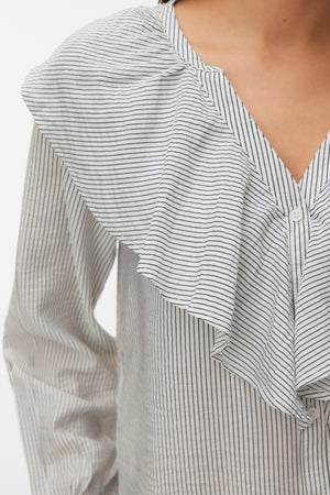 Πουκάμισο Kaja V-Neck Frill - Snow White Amanda Black