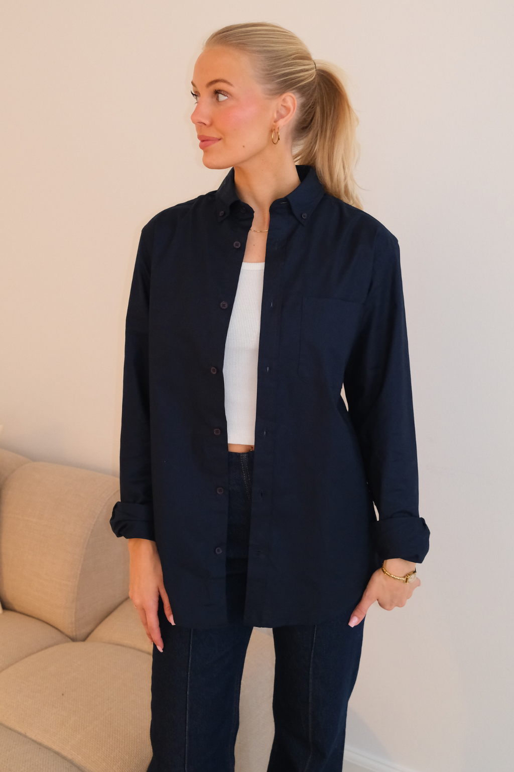Πουκάμισο Boyfriend Oxford - Navy
