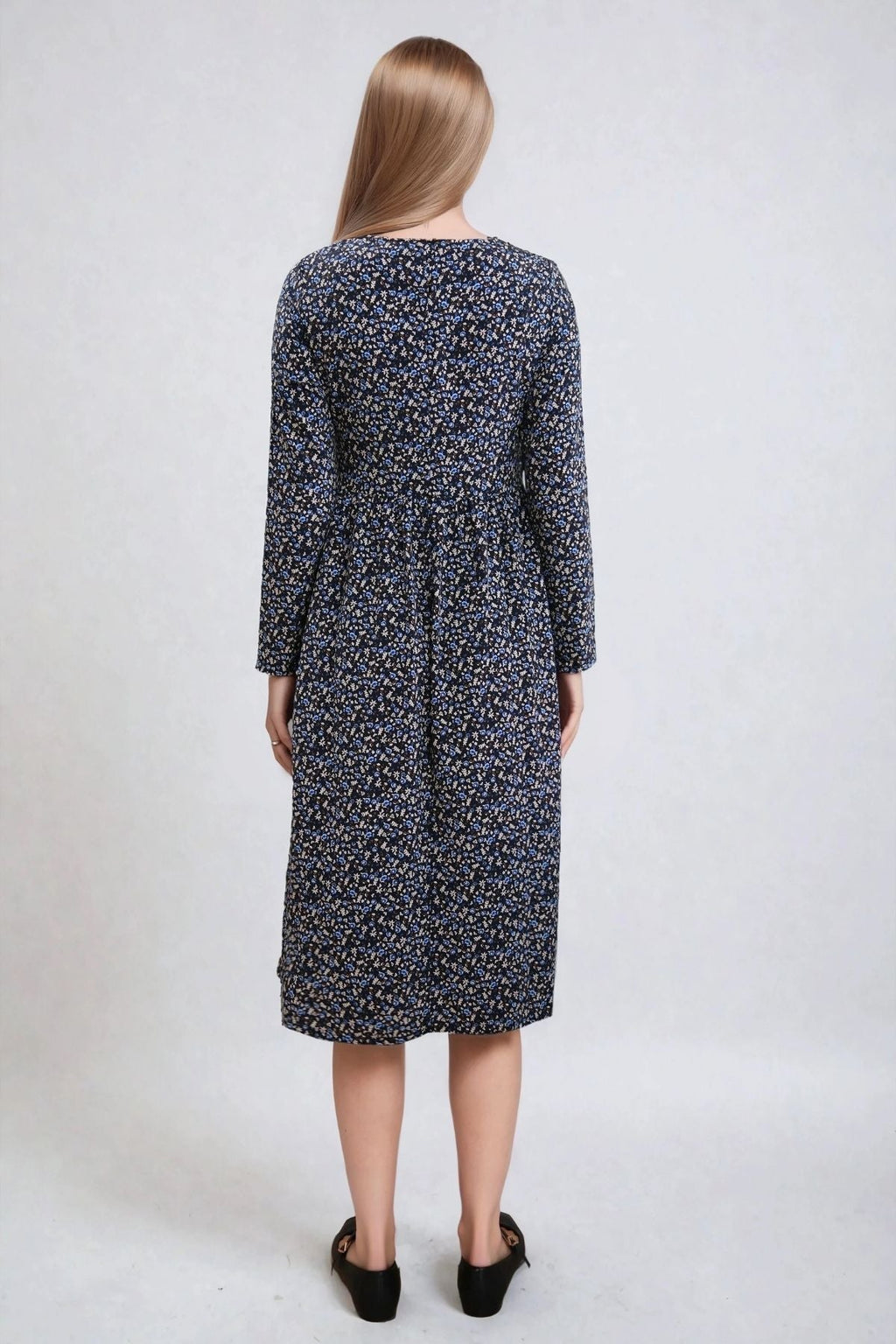 Nadia Midi Dress - Μαύρο -λουλούδι