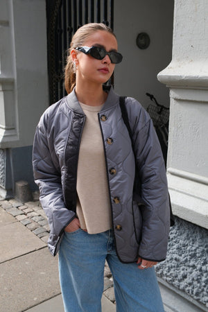 Quilted Block Jacket - Grey/Black