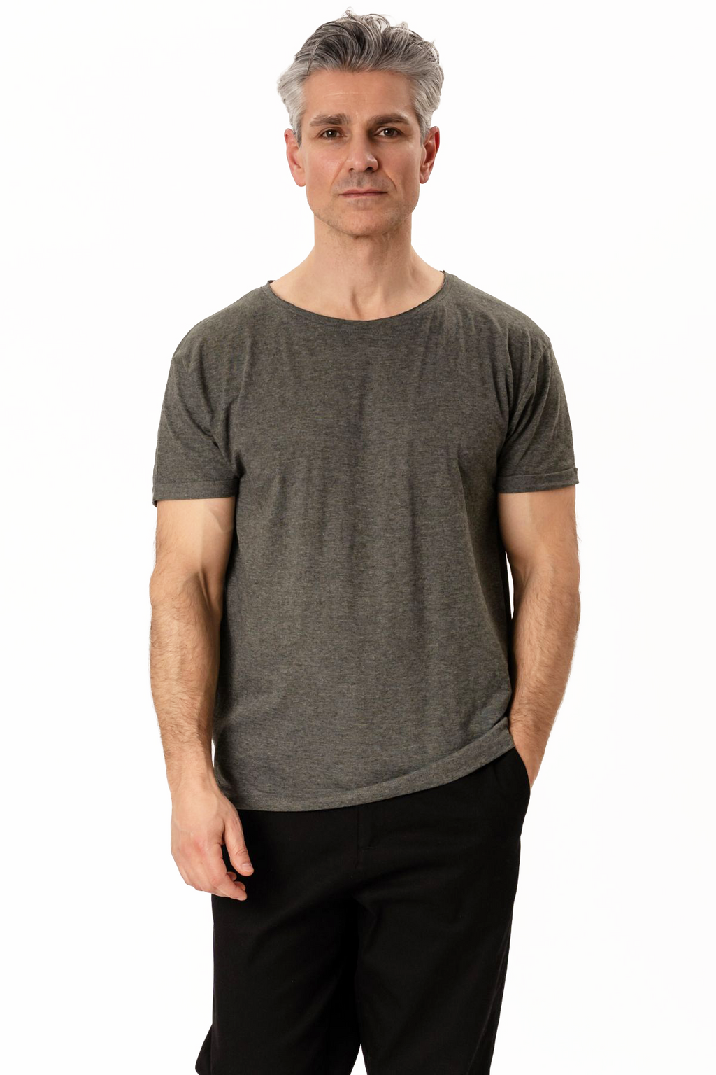 Deep Neck T -shirt - σκούρο γκρι