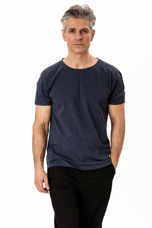 Deep Neck T -shirt - Mottled Blue